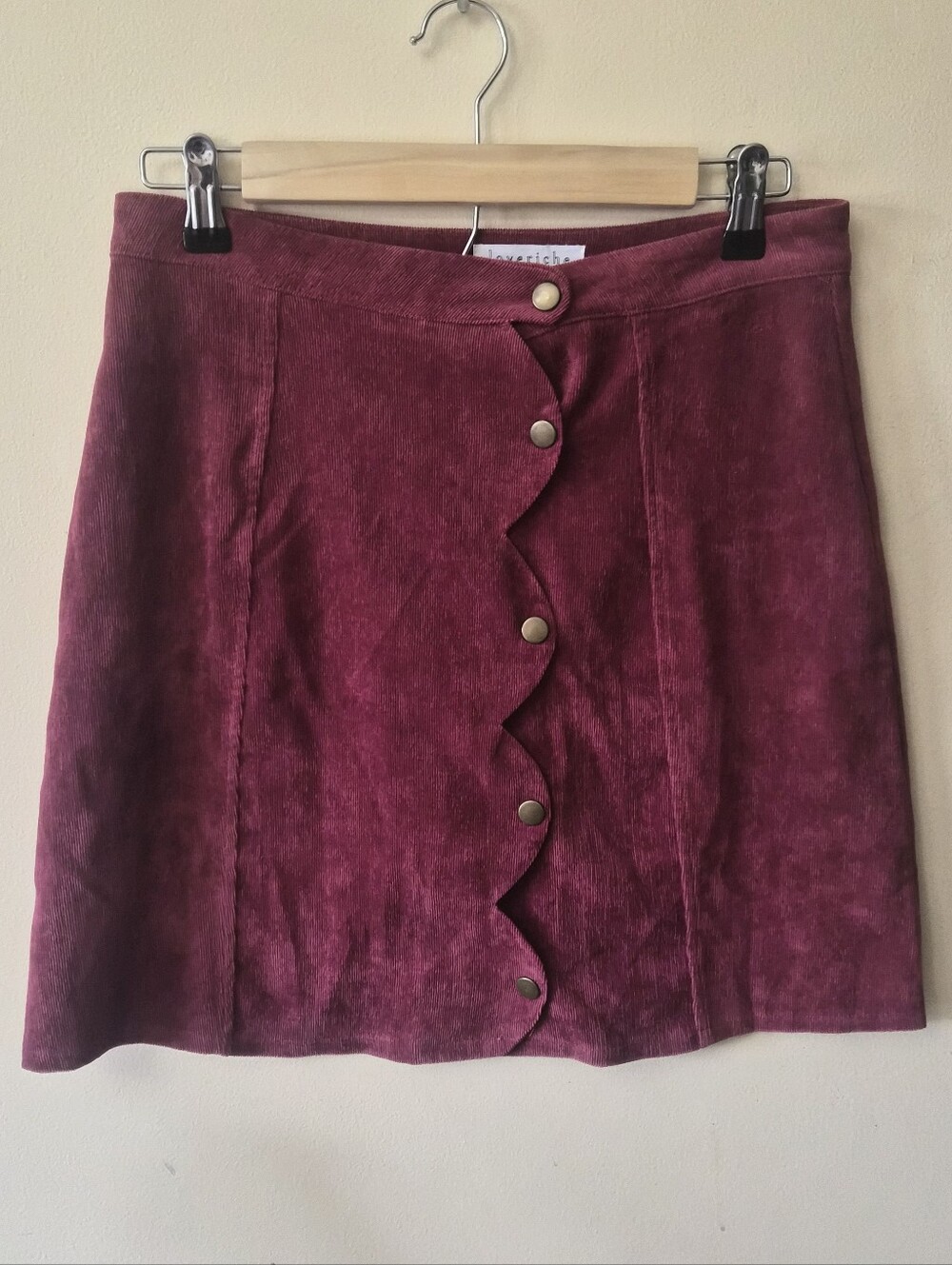 Corduroy Mini Skirt Woman Loverich In Size Medium, Color Burgandy